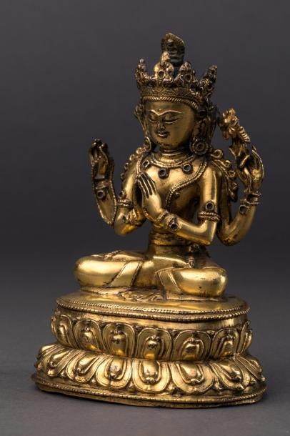 null Le Boddhisattva Padma Pani Lokesvara assis en dhyanasa sur une base lotiforme...