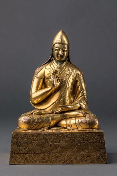 null Le lama Tsonkhapa, fondateur de la branche Guelug Pa, école des "bonnets jaunes"...