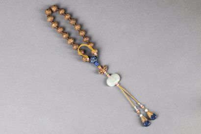 null Mala, rosaire de prières en perles de vermeille finement ciselée incorporant...