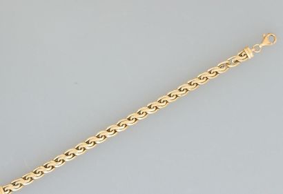 null Bracelet mailles plates en or jaune, 750 MM, fermoir mousqueton, longueur :...