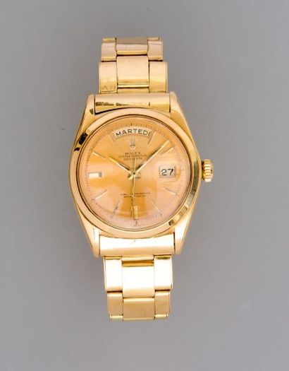 null ROLEX, Vintage. Bracelet montre en or jaune, 750 MM, modèle Oyster Perpetual...