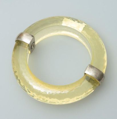 null Jean Paul GAULTIER, Bracelet argenté-doré " Afrique " , " cristal ", dans pochette,...