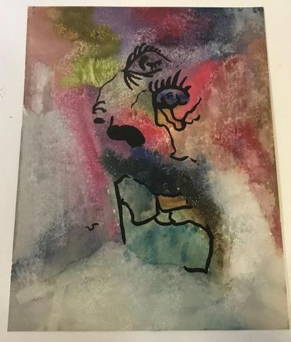 null Roberto ALTMAN (1942) - Encre et Aquarelle multicolore sur papier- 24x31cm 