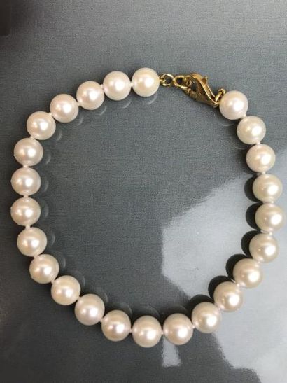null Bracelet de 24 perles de cultures du Japon 7,00/7,50 mm Fermoir mousqueton or...