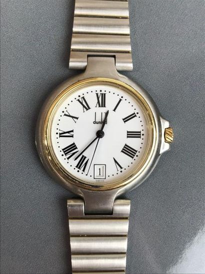 null DUNHILL - Bracelet montre en or et acier modèle Millenium - Boitier rond, bracelet...
