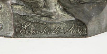 null Gustavo OBIOLS DELGADO (1858-1910) "Idylle" Epreuve en bronze à patine bicolore...