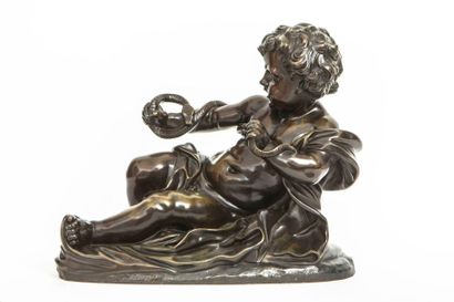 null D'après Alessandro ALGARDI Hercule enfant étouffant un serpent Epreuve en bronze...