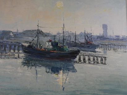 null Walter JONCKHEERE (1924-1999) - La bateau - Huile sur toile - 70x80cm 