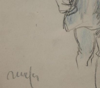 null Raymond RENEFER (1879-1957) - Pêche à la ligne - Dessin signé en bas à gauche...