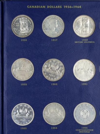 null Album de 27 pièces de Dollars Canadiens de 1935 à 1967 en argent.