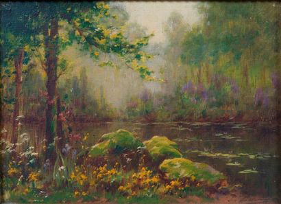 null Sarkis DIRANIAN (1859-1938) - L’étang - Huile sur toile - Signée en bas à droite...