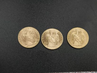 null 3 pièces 20 francs or - 1909 - Poids : 19,4gr 