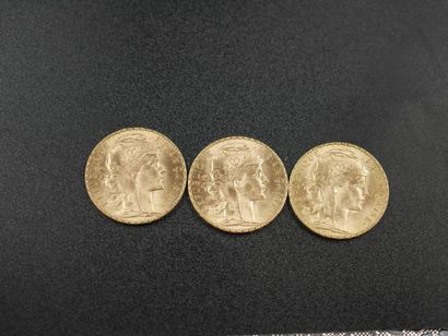 null 3 pièces 20 francs or - 1909 - Poids : 19,4gr 