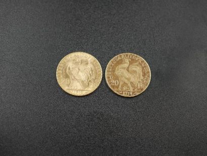 null 2 pièces 20 francs or - 1910 - Poids 12,9gr 