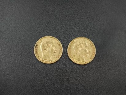 null 2 pièces 20 francs or - 1860 - Poids : 12,8gr 