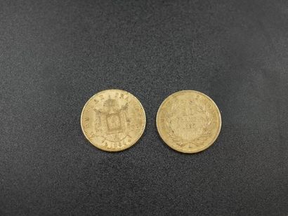 null 2 pièces 20 francs or - 1857 et 1864 - Poids 12,9gr 