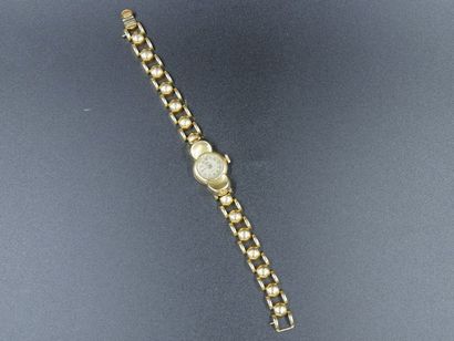 null Montre bracelet souple de dame en or à maillons genre TANK - Epoque 1940 - Suisse...