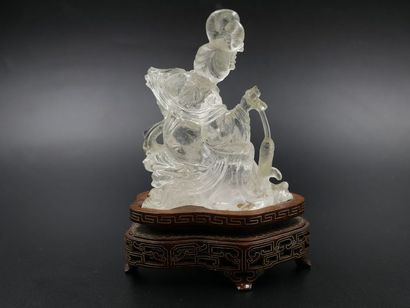 null Sculpture Kwan Yin en cristal de roche - CHINE - XXème siècle - 11,5x9cm 