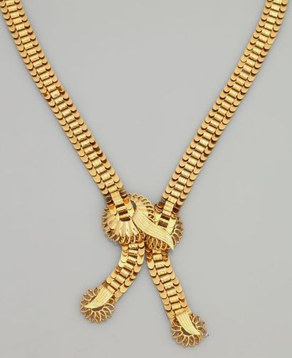 null Collier "Ruban" en or jaune, 750 MM, longueur : 40 cm, bel état, vers 1950,...