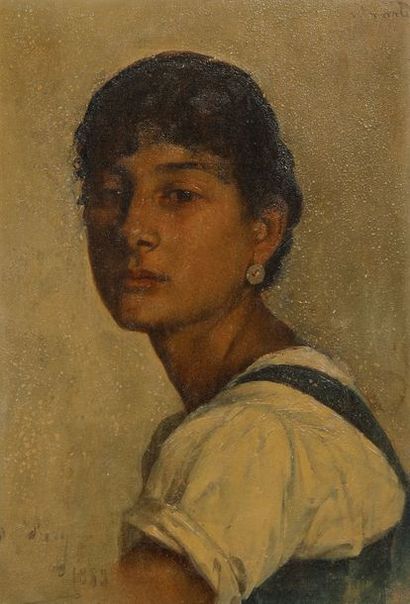 null Ecole ITALIENNE, 1888,

Portrait de jeune fille

Au verso, Etude de fleurs

Panneau

33,5...