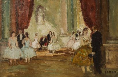 null Marcel COSSON (1878-1956) - Les danseuses après le spectacle - Huile sur isorel...