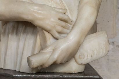 null Paire de sculptures en marbre blanc de Carrare, représentant la Seine et la...