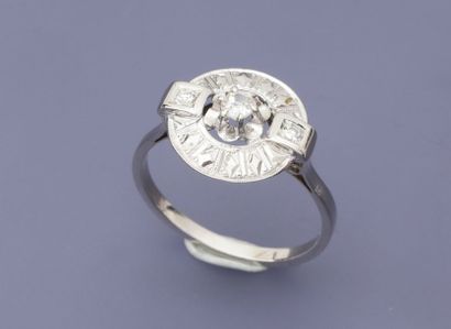 null Bague ronde en or gris, 750 MM, recouverte de diamants, taille : 55, poids :...