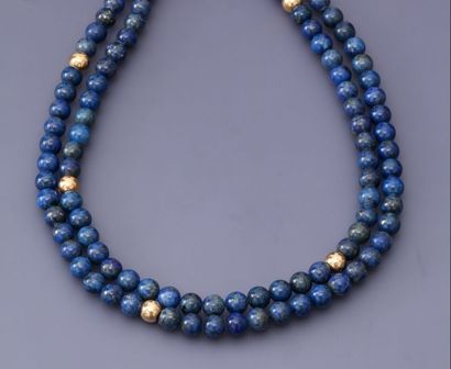 null Collier de perles de lapis lazulis, longueur : 90 cm, 