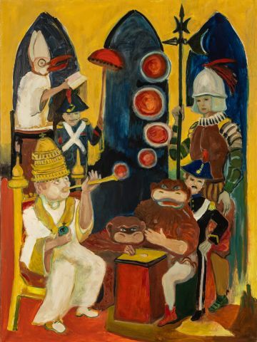 null Cato CATONI (1929-2018), La cour du roi, Huile sur toile, 130 x 96,5 cm. On...