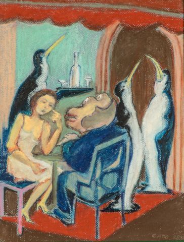 null Cato CATONI (1929-2018), Le psychanalyste, huile sur toile, signée en bas à...