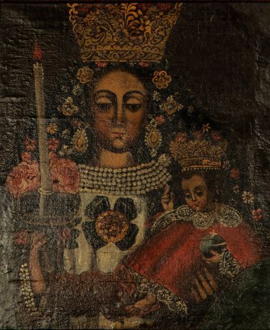 null Ecole Mexicaine, Début XIXème, Vierge à l'enfant, Huile sur toile, non signée,...