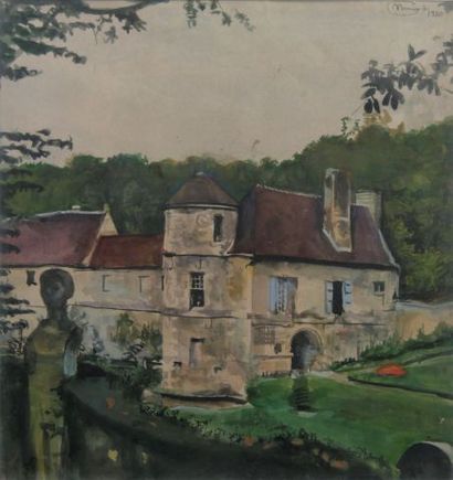 null Monique JORGENSEN (1906-?) - Belle demeure de Villarceaux - Aquarelle signée...