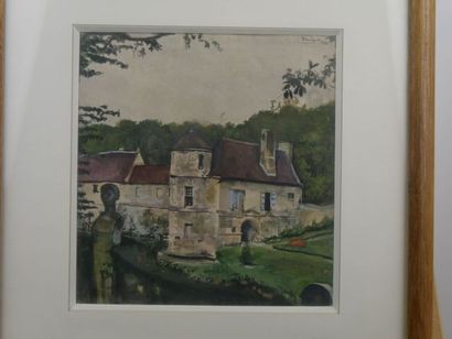 null Monique JORGENSEN (1906-?) - Belle demeure de Villarceaux - Aquarelle signée...