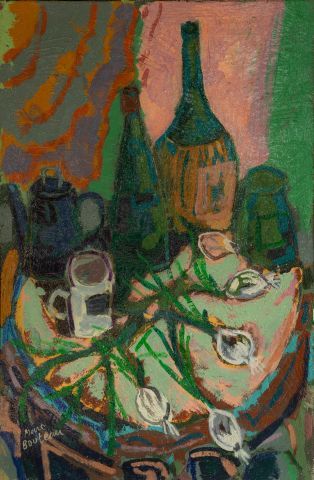 null Marc BOUTEAU (1935) - Composition à la carafe - Huile sur toile, signée en bas...
