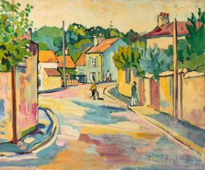 null PACO-FIOL (1939) - Village près de Chantilly - Huile sur toile, signée en bas...