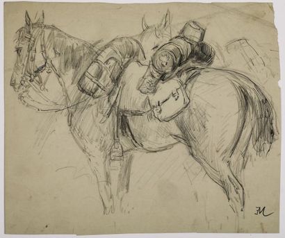 null Ernest MEISSONIER (Lyon 1815 – Paris 1891)
Un cheval - Crayon noir, plume et...