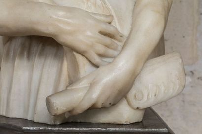 null Deux statues en pendant en marbre blanc de Carrare, représentant la Seine et...