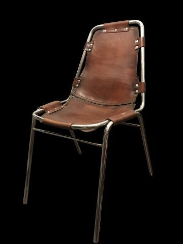 null Charlotte PERRIAND ( 1903-1999) - Chaise en chrome avec dossier et assise en...