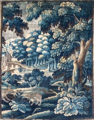 null Panneau de tapisserie d’Aubusson en laine et soie, Milieu du XVIIème siècle,...