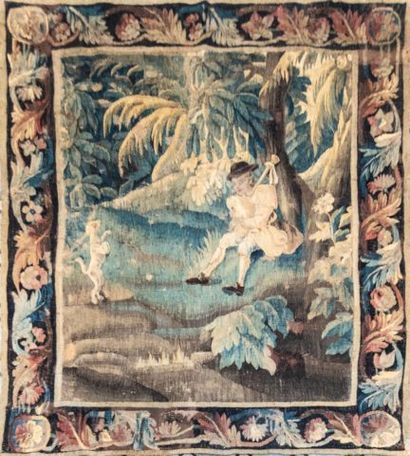 null Tapisserie d’Aubusson, Milieu du XVIIIème siècle, carton d’après pigment laine...