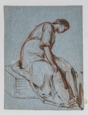 null Louis Antoine Léon RIESENER (Paris 1808-1878), Figure de femme assise, plume...