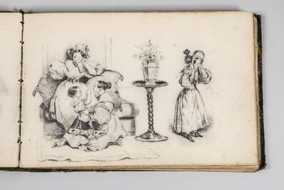 null Ecole FRANCAISE, vers 1840, carnet d'étude contenant environ 50 dessins comprenant...