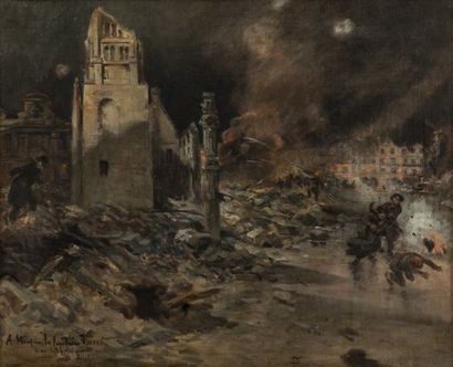 null Raoul ARUS (Nîmes 1848 - Paris 1921), L'incendie d'une église sous la IIIème...
