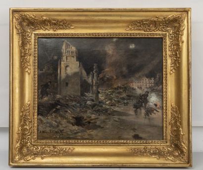 null Raoul ARUS (Nîmes 1848 - Paris 1921), L'incendie d'une église sous la IIIème...