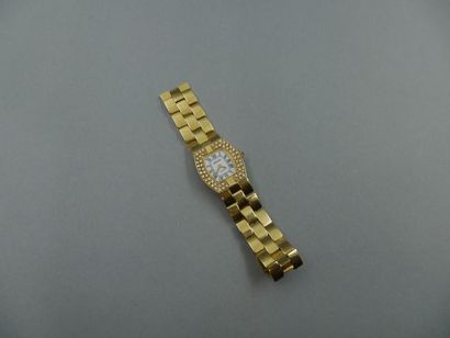 null MIKAEL montre bracelet or jaune 18K à mailles souples tressées modèle femme,...