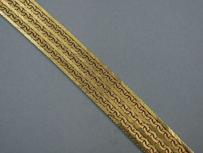 null Bracelet souple à mailles tressées en or jaune 18k - Poids : 52,7gr - Longueur...