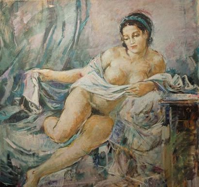 null Hovhannes HAROUTIOUNIAN (1950) - Femme nu - Huile sur toile - 100cmx100cm