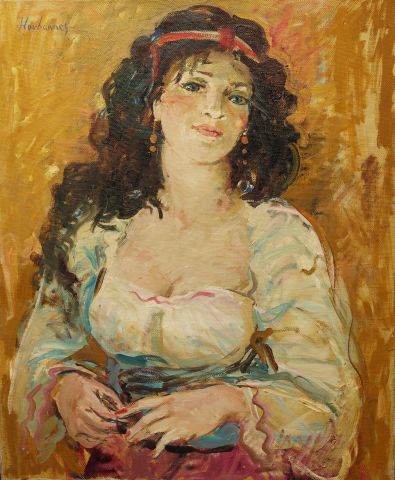 null Hovhannes HAROUTIOUNIAN (1950), Portrait de femme, Huile sur toile, 74 x 60...