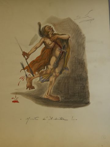 null SOCRATE (XXème siècle), La mort d'Achille, crayons, signé et daté 1945 en haut...