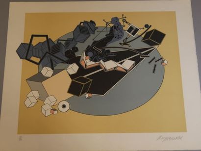 null Alain LE YAOUANC (1940), abstraction, lithographie, signée en bas à droite et...